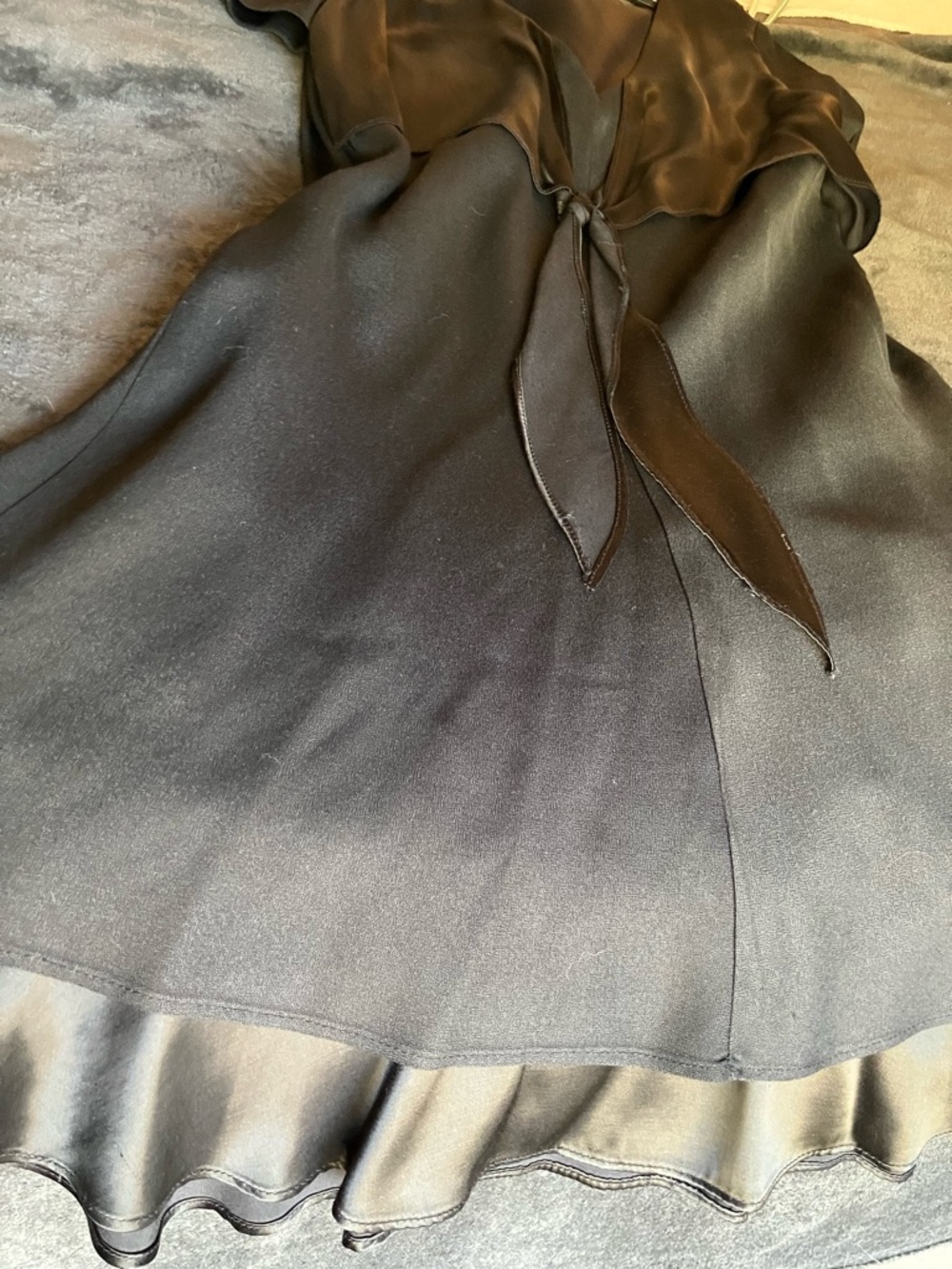 Vintage Hampton Dress Co. Black Tie-Front Satin Trim Dress - Women